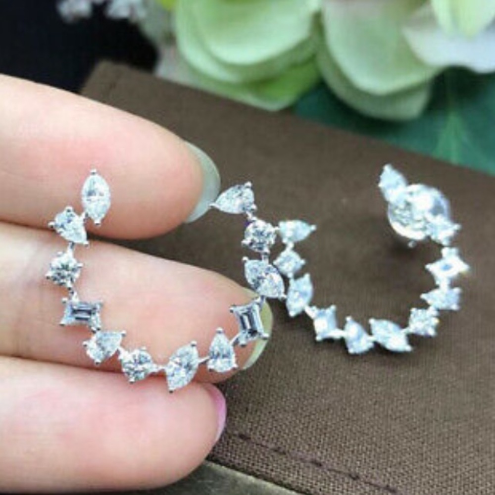 New Sterling silver diamond earrings
